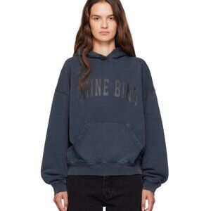 Anine Bing Gray Harvey Hoodie in Washed Black
